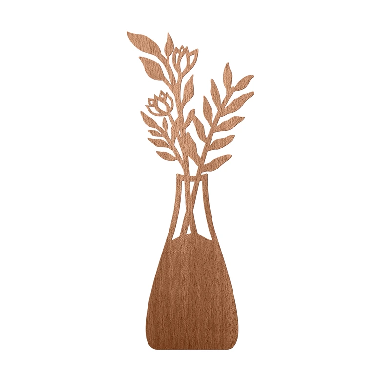 Decoración floral de madera - ramo en jarrón - madera de caoba 