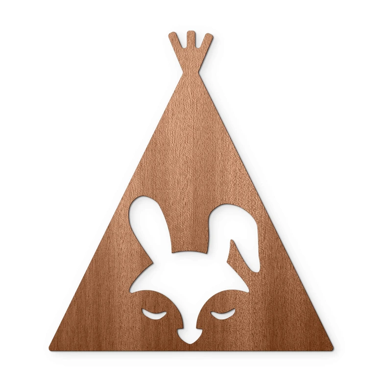 Decoración en madera caoba - Tipi - Liebre 
