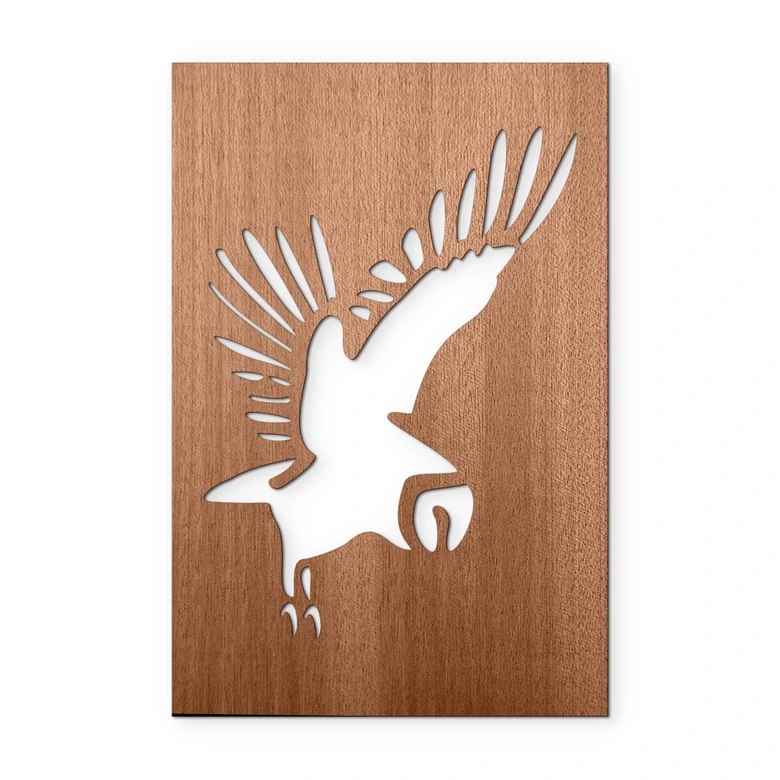 Décoration en bois placage acajou - Oiseau - Hibou 