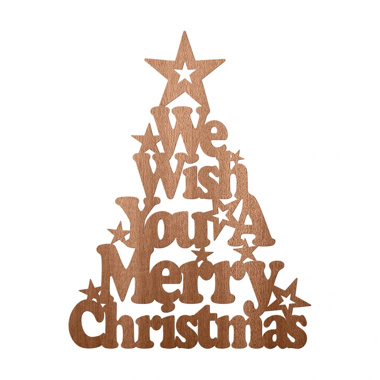 Holzdeko Weihnachten - Weihnachtsbaum We wish you a merry Christmas - Mahagoniholz 