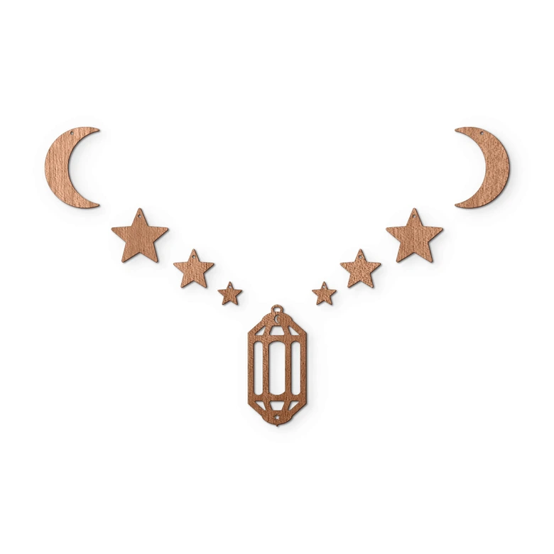 Holzdeko Mahagoni - Ramadan Set - Mond Sterne Laterne 