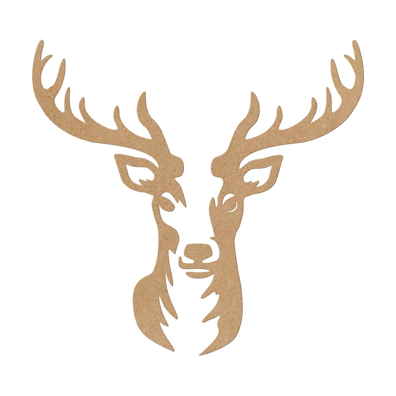 MDF Natur Tierdeko - Hirschkopf Geweih 