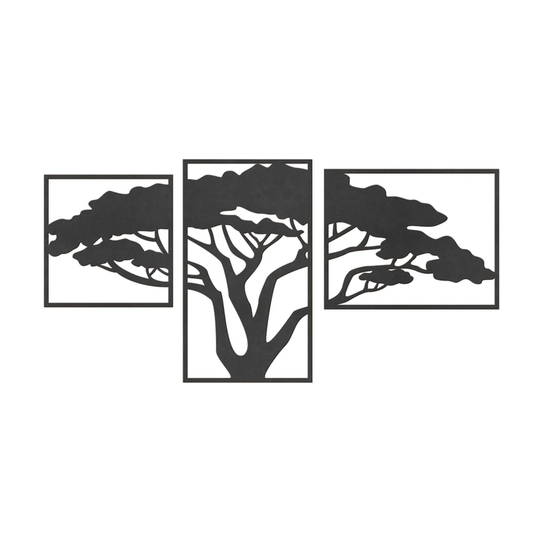 MDF-Holzdeko Afrikanischer Baum (3-teilig) 