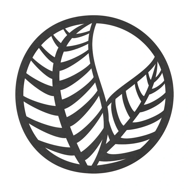 MDF - Väggdekorationer i trä, löv i en cirkel 