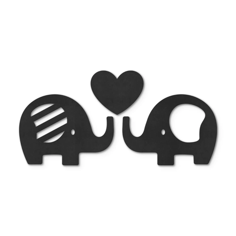 MDF - Decoración en madera - Elefantes con corazón (3 piezas) 