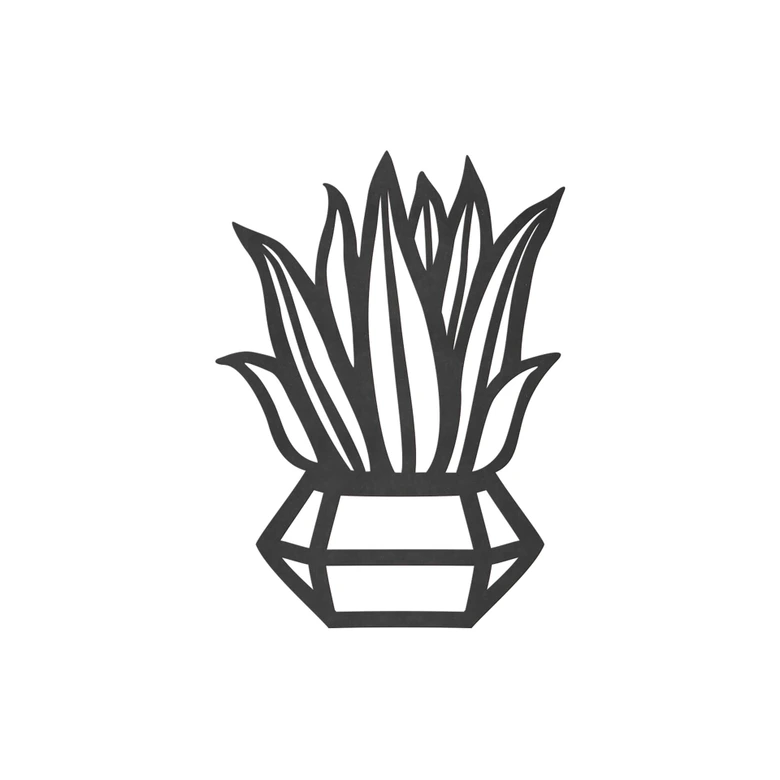 MDF väggdekoration växt i diamantkruka 