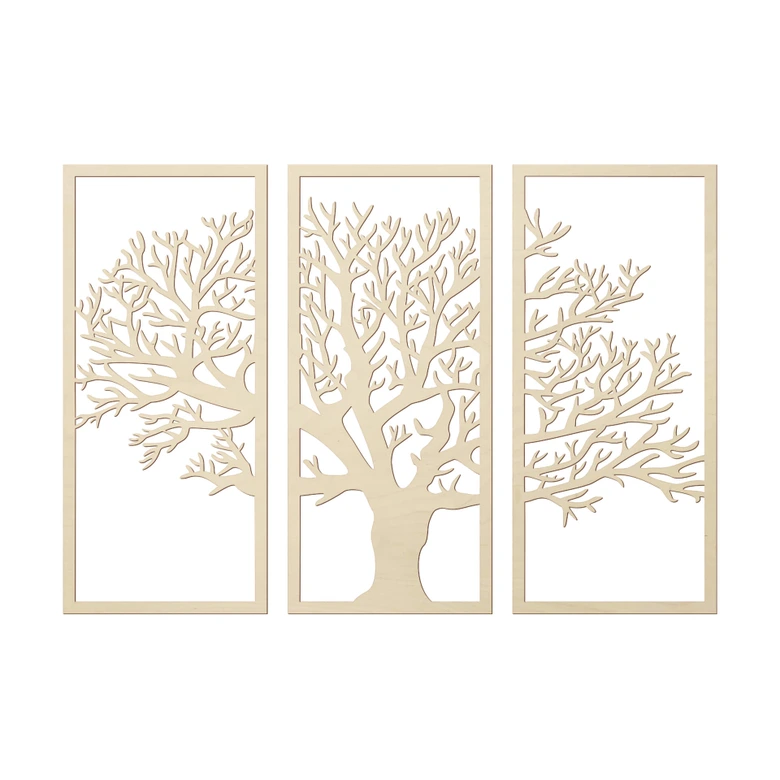 Dekoracja drewniana drzewko zestaw 3 sztuki - drewno topoli 