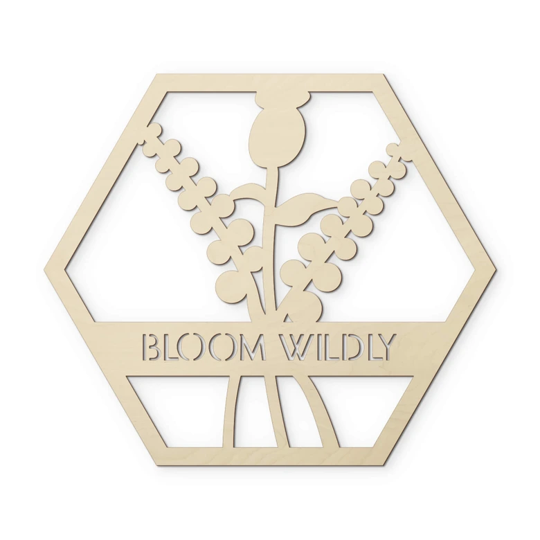 Holzdeko Pappel - Blumen im Hexagon - Bloom Wildly 