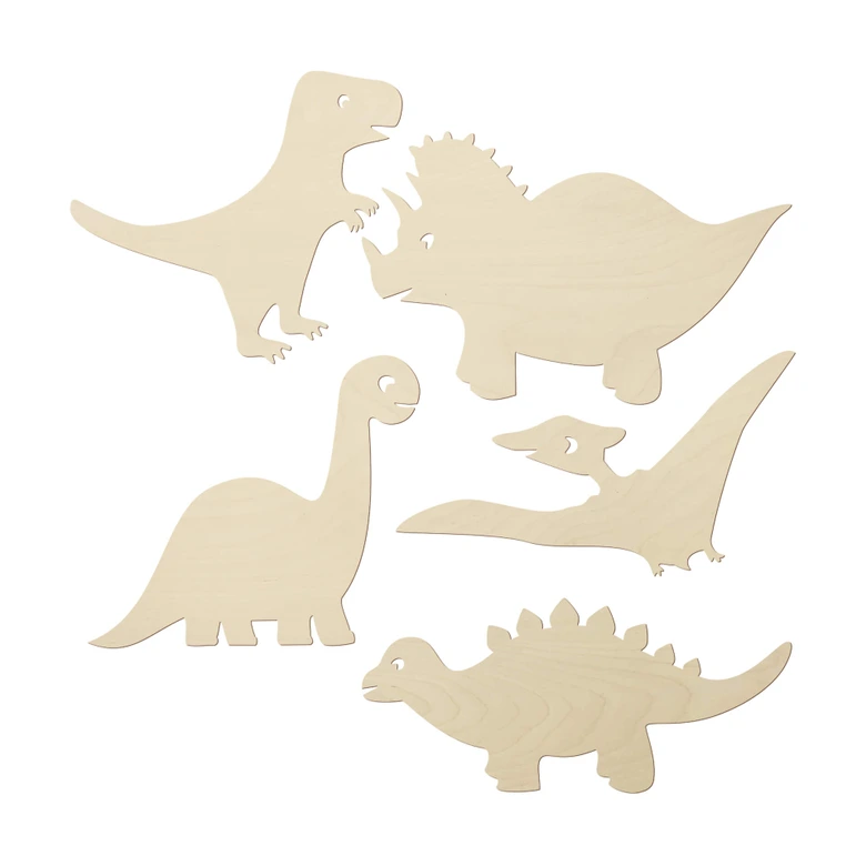 Holzdeko Pappel - Dinos-Set (5-teilig) 
