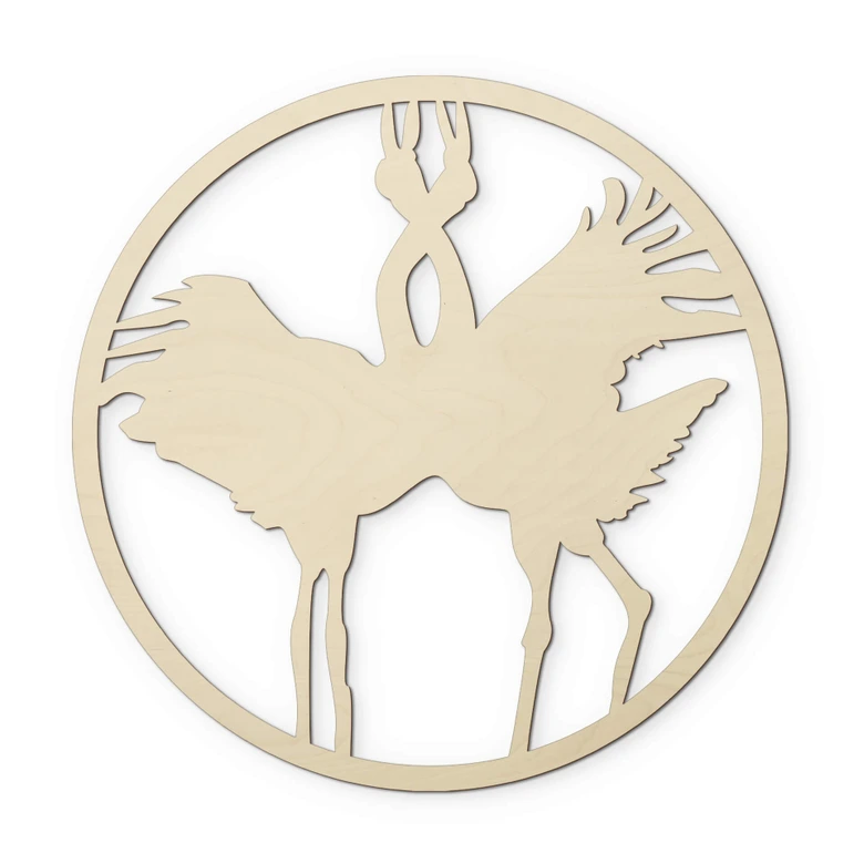 Decoración en madera álamo - pareja de grullas 