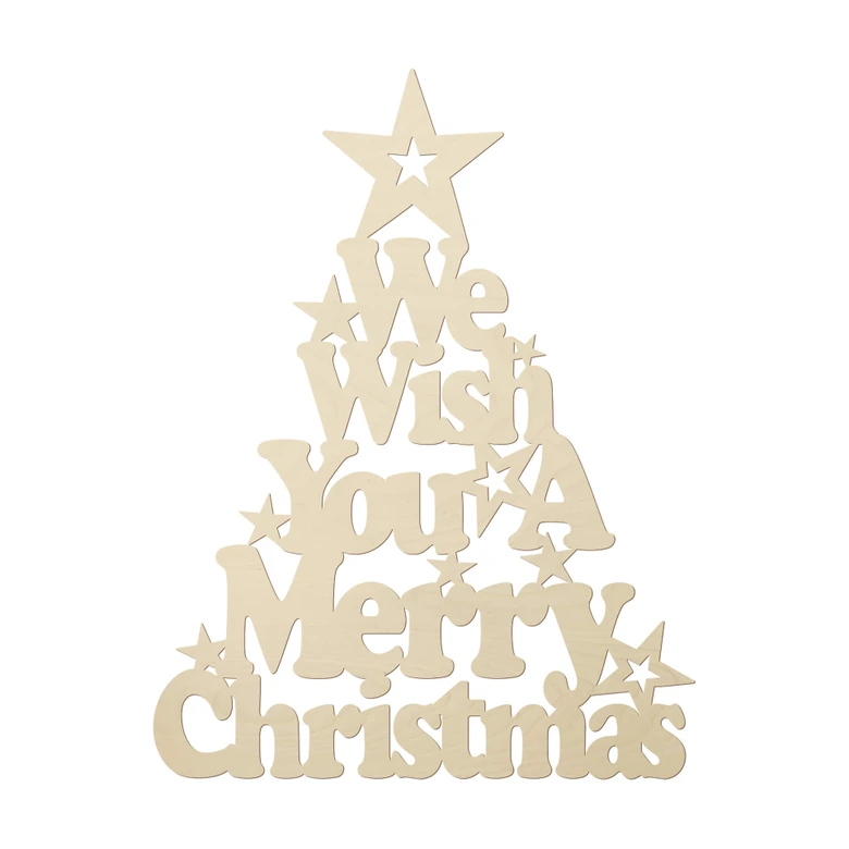 Kerstdecoratie We Wish You a Merry Christmas Populierenhout 