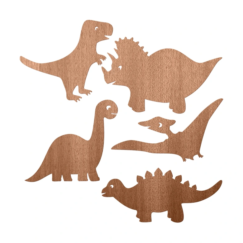 Holzdeko Mahagoni - Dinos-Set (5-teilig) 