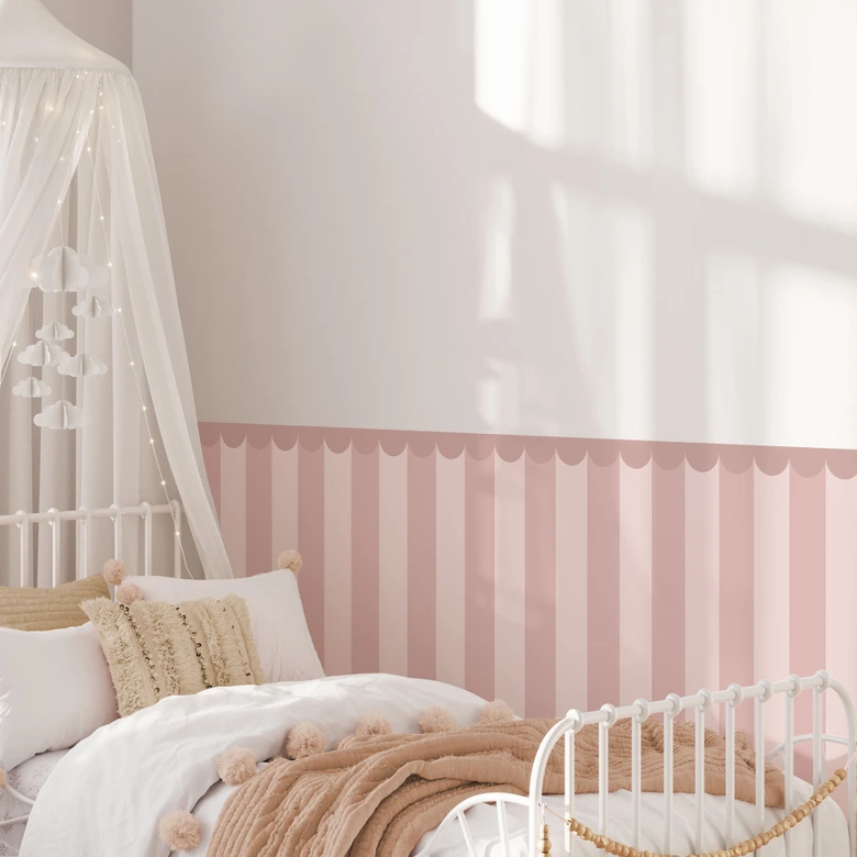Wall panels Wall cladding self-adhesive pink striped with border 