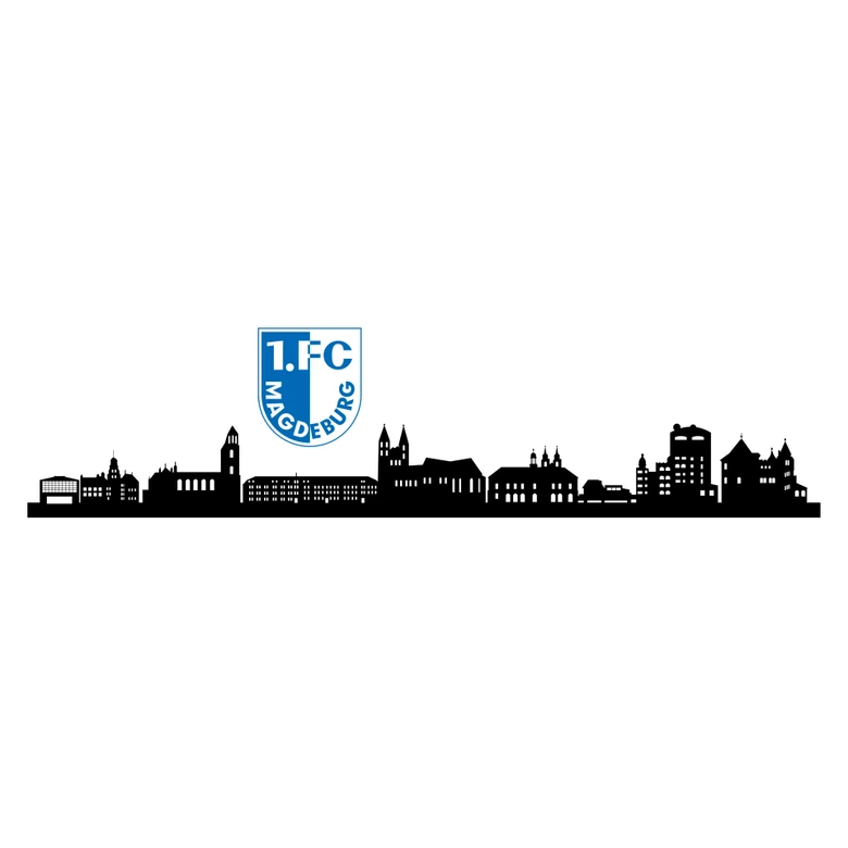 Wandtattoo 1. FC Magdeburg-Skyline mit Logo - 100x22 cm 
