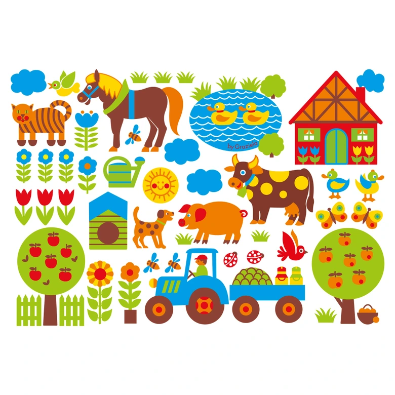 Wandtattoo byGraziela - Bauernhof - 67x47 cm 