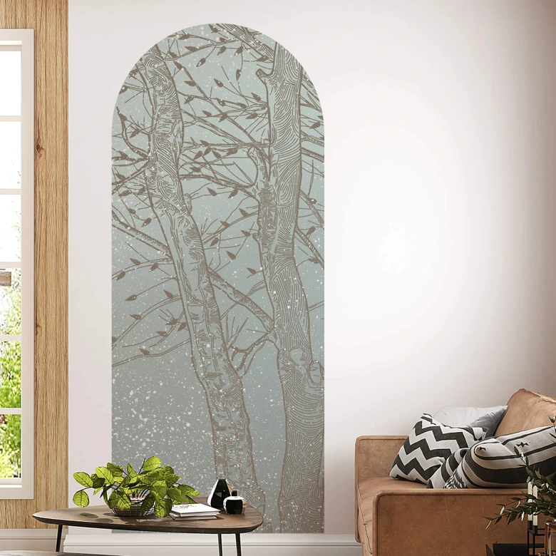 Wandtattoo Rundbogen Herbst - Nebelgrau 