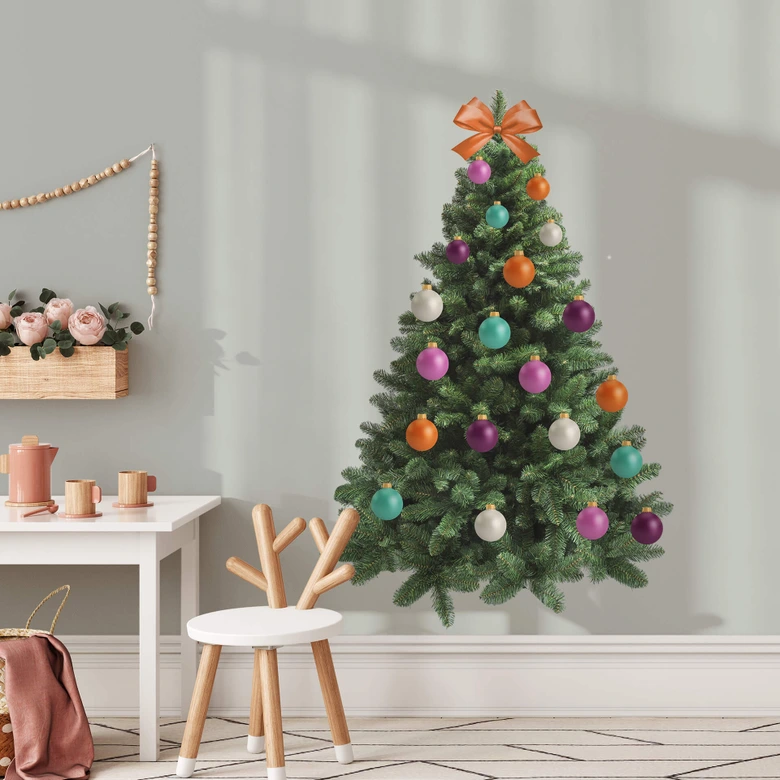 Wandtattoo Weihnachtsbaum zum selber Schmücken - bunt 
