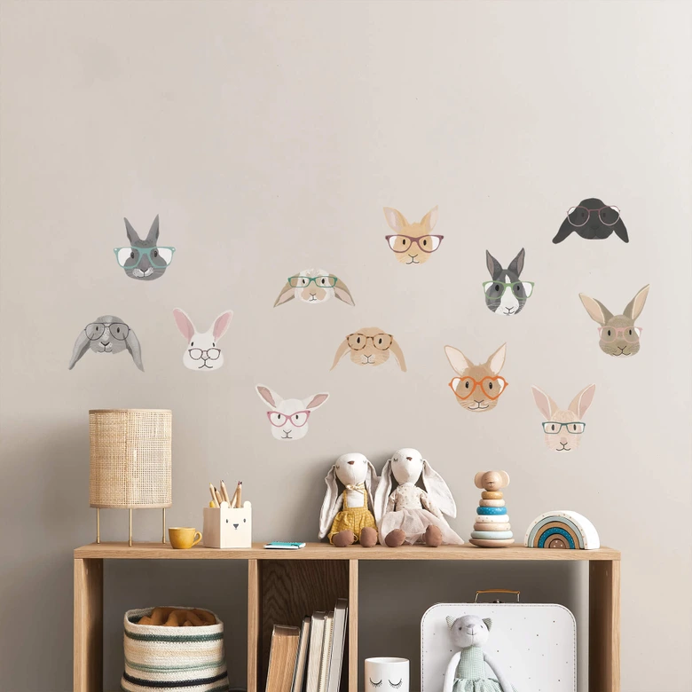 Sticker Mural Lapins à lunettes - Melin (12pcs) 