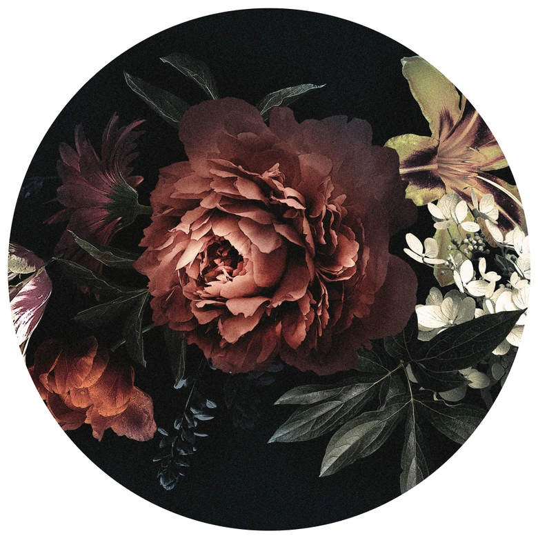 Wandtattoo Blumenbouquet Rot - Rund 