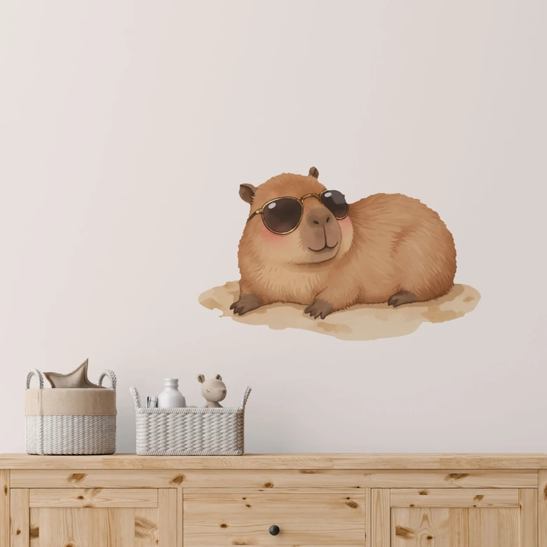 Sticker mural Capybara avec lunettes de soleil 