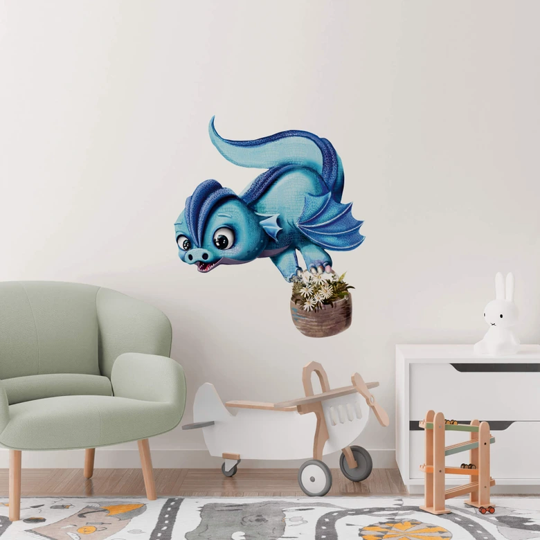 Muursticker De kleine draakjes - Kristal stelen 