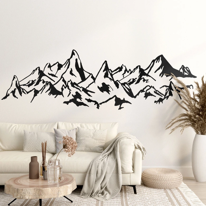 Wallsticker med panorama over klippefyldte bjerge  