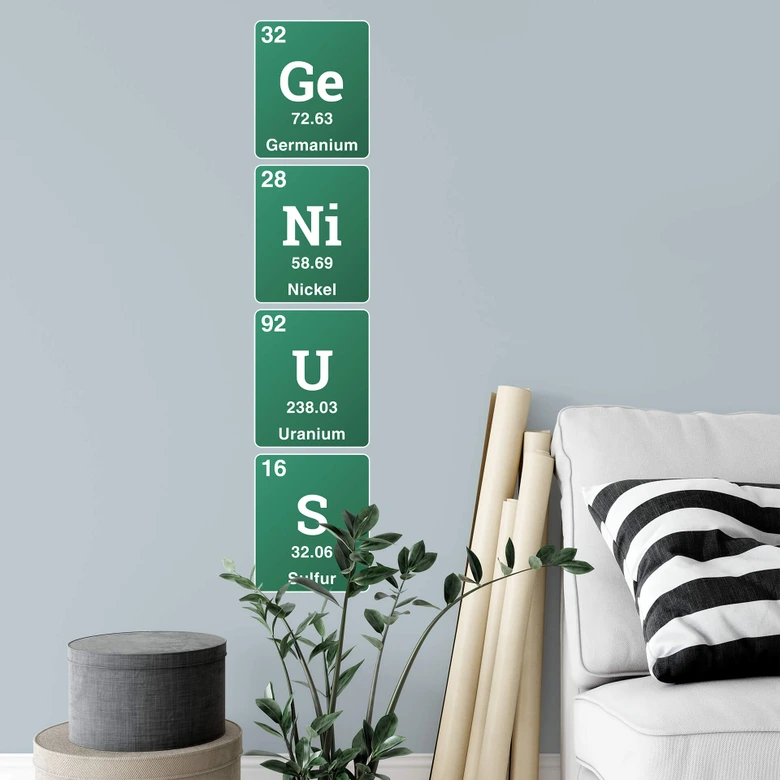 Muursticker Genius - Periodiek Systeem der Elementen 