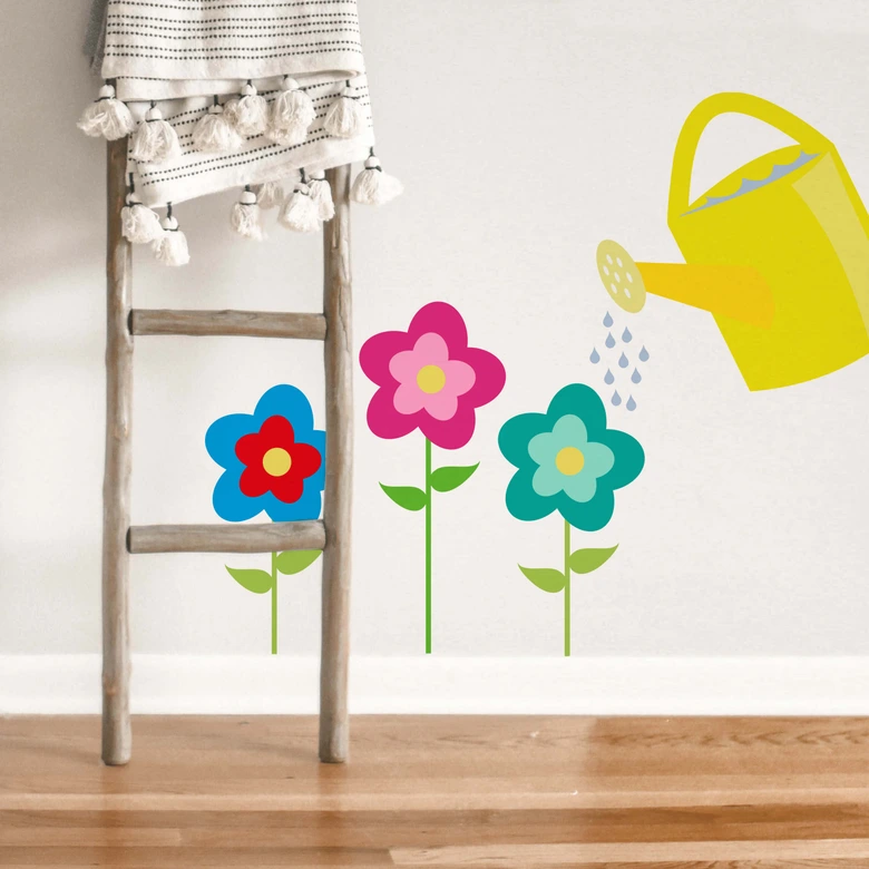 Wandtattoo Giesßkanne mit Blumen 