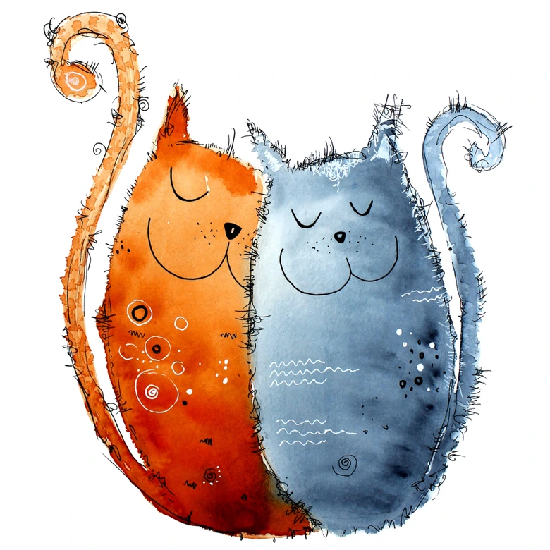 Muursticker Hagenmeyer - Cats in Love 