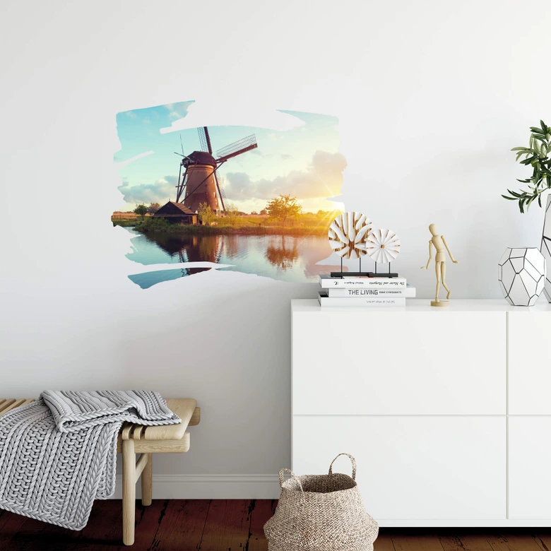 Wandtattoo Holländische Windmühle querschraffiert 