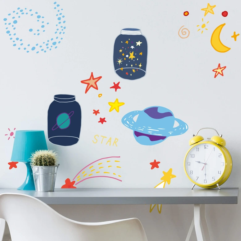 Wandtattoo Illustration Galaxien im Glas 