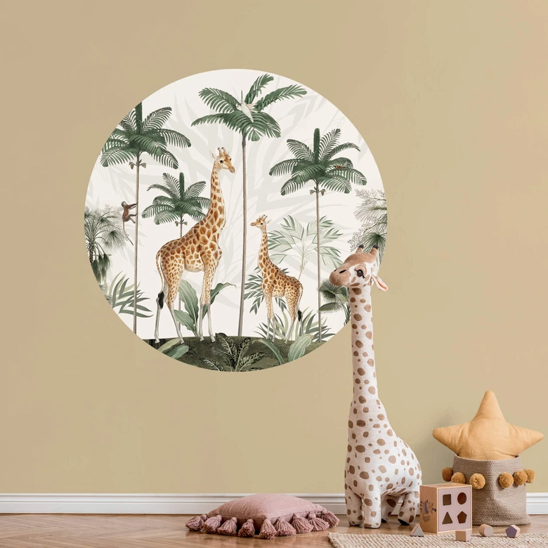 Sticker mural Kikki Belle - Les giraffes - Rond 
