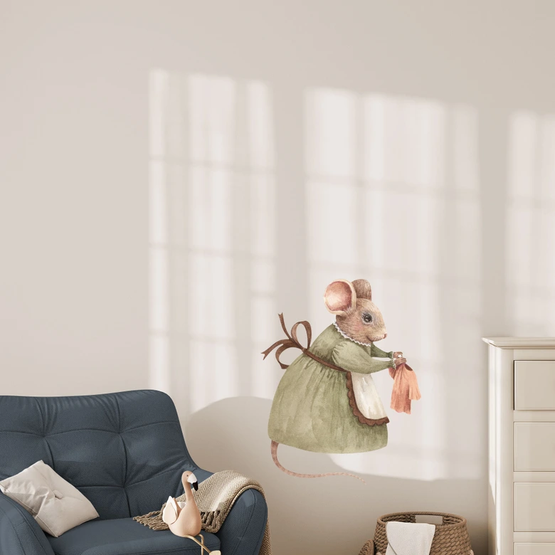 Sticker mural souris travailleuse - maman - Kikki Belle 
