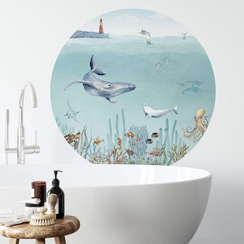 Sticker mural Kikki Belle - Vie sous-marine - Rond 
