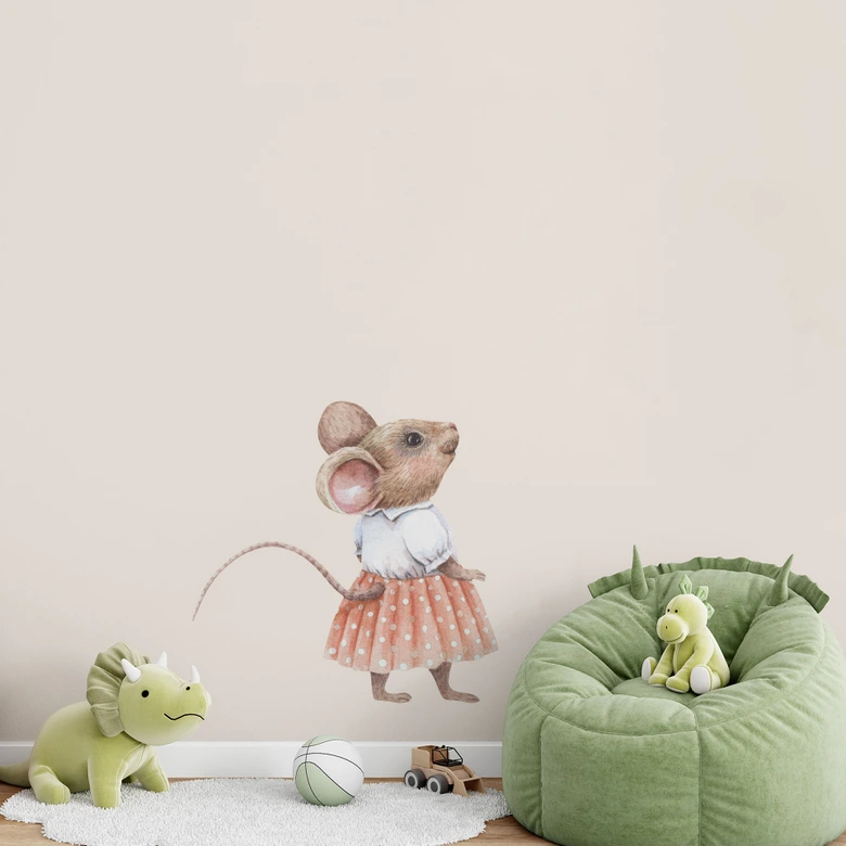 Wall sticker Curious mouse - Girl - Kikki Belle 