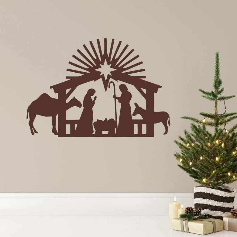 Wandtattoo Weihnachten - Krippe Heilige Familie 