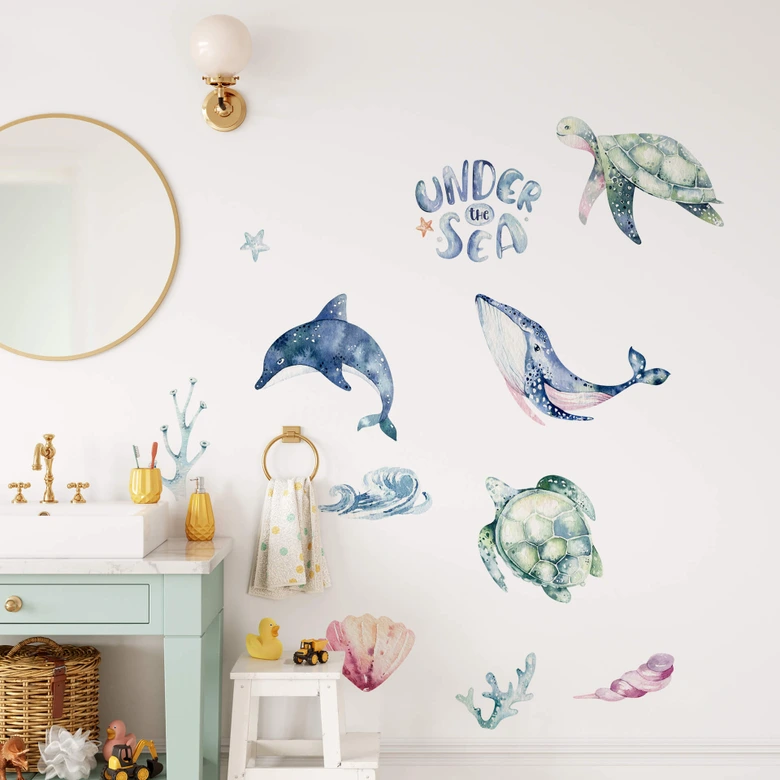 Sticker mural Kvilis - Un monde sous-marin coloré (24 pièces) 