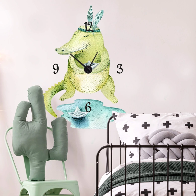 Sticker mural et horloge Kvilis - Crocodile 