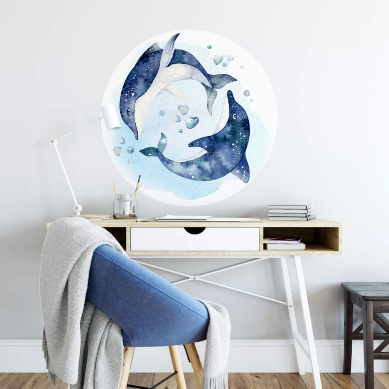 Sticker mural Kvilis - Dauphin - Rond 
