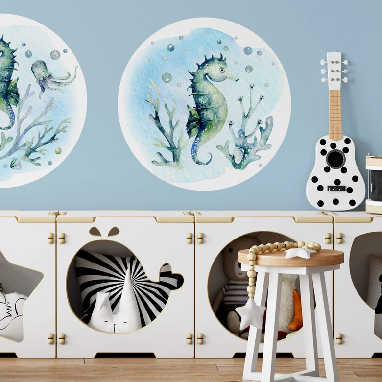 Sticker mural Kvilis - Hippocampes en solitaire 