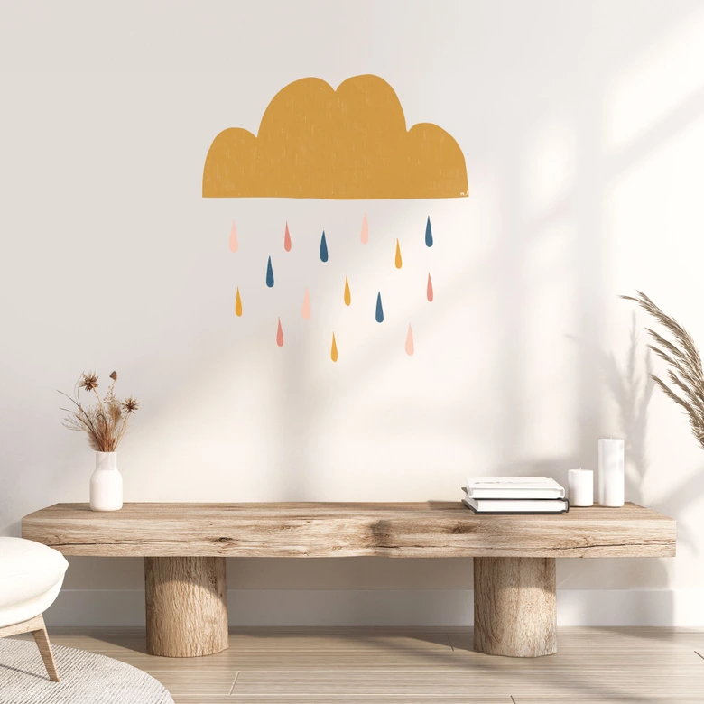 Wandtattoo Fröhlicher regen in Pastelltönen - Kinderzimmer Dekoration - Menina Lisboa 