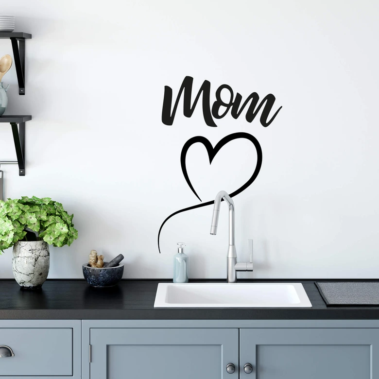 Sticker mural Mom et cœur 