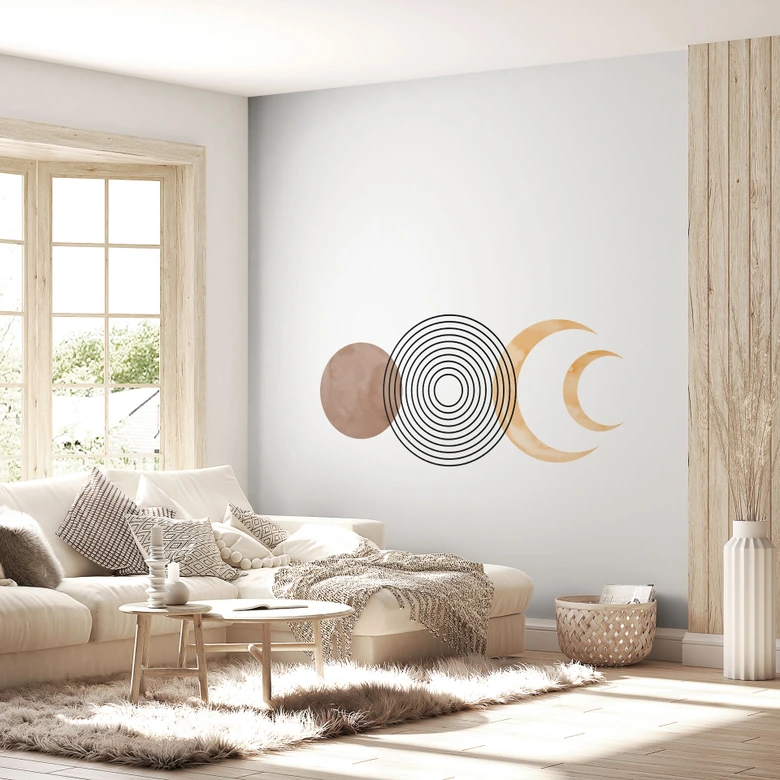 Wandtattoo Abstrakt - Mondphasen und Geometrie 
