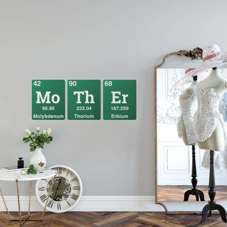 Wandtattoo Mother - Wort aus dem Periodensystem 