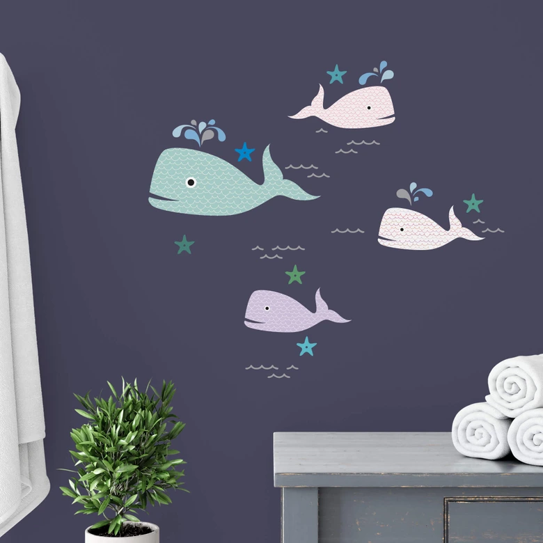 Sticker mural - Set baleine 