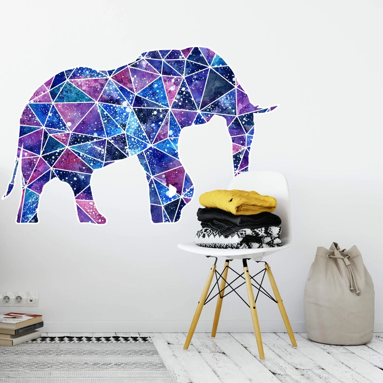 Wandtattoo Polygon Galaxie Elefant 