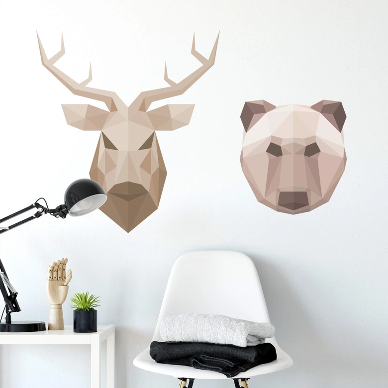 Sticker mural - Tête de cerf  - Géométrique 