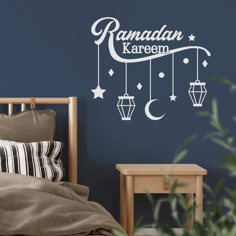 Wandtattoo Ramadan Kareem Mond Sterne Laternen 