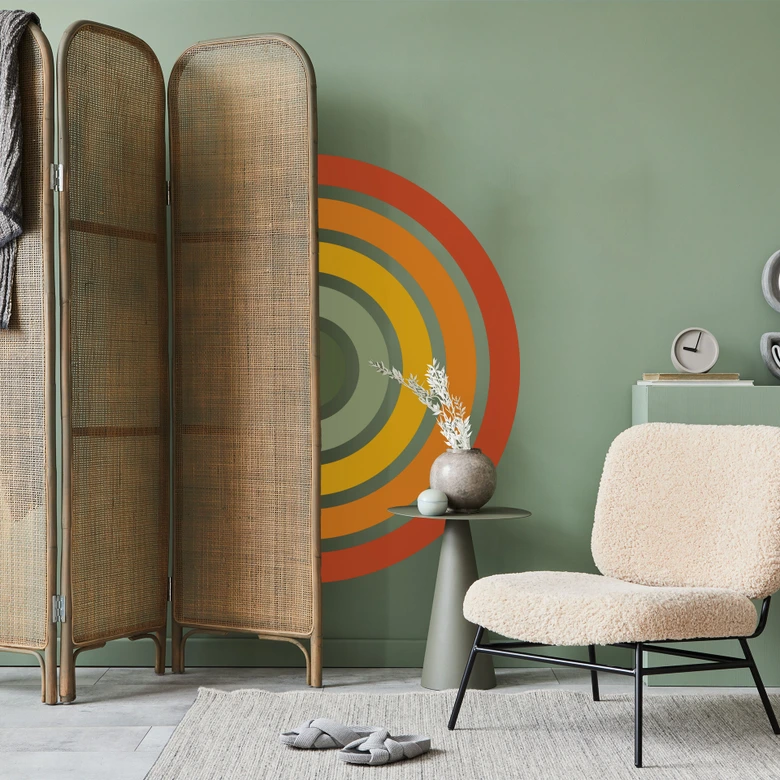 Sticker mural Retro demi-cercle | couleurs arc-en-ciel 