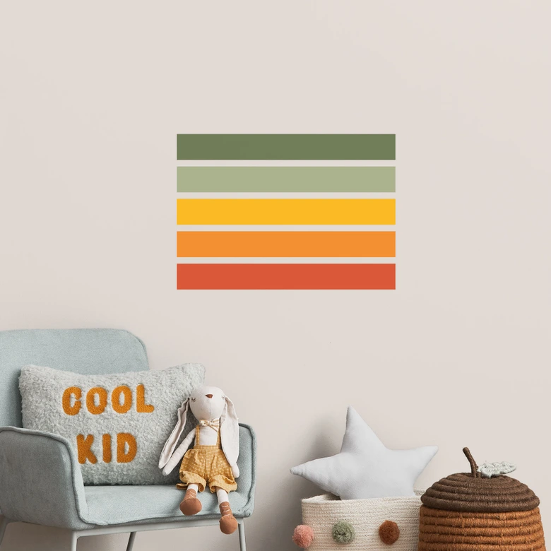 Wandtattoo Retro Streifen | Regenbogenfarben 